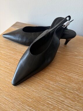 NWT! MADEWELL Women’s The Emilie Slingback Pump in Leather, True Black, Size 11